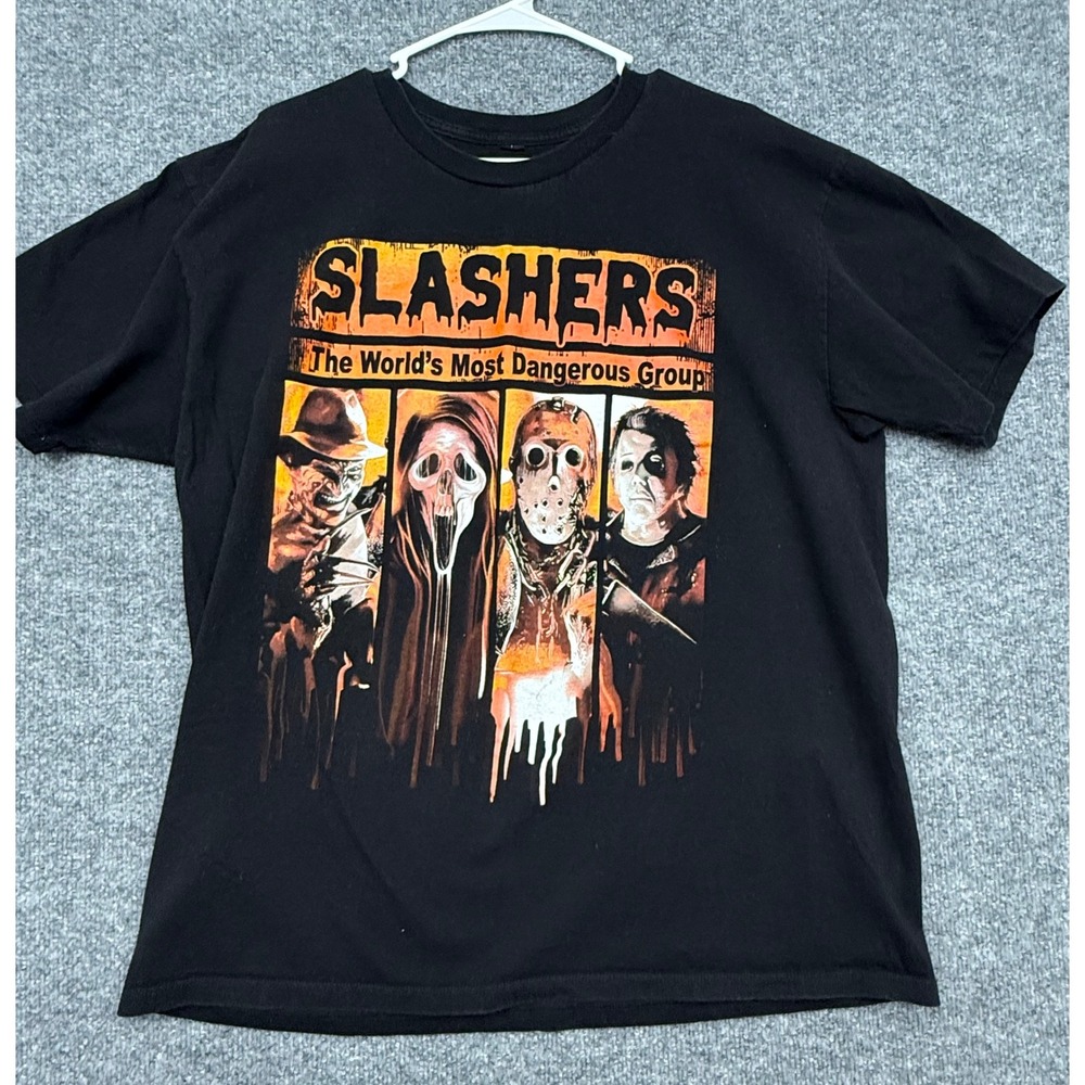 Slashers Horror Movie T-Shirt Mens Black Freddy Jason Michael Ghostface Large